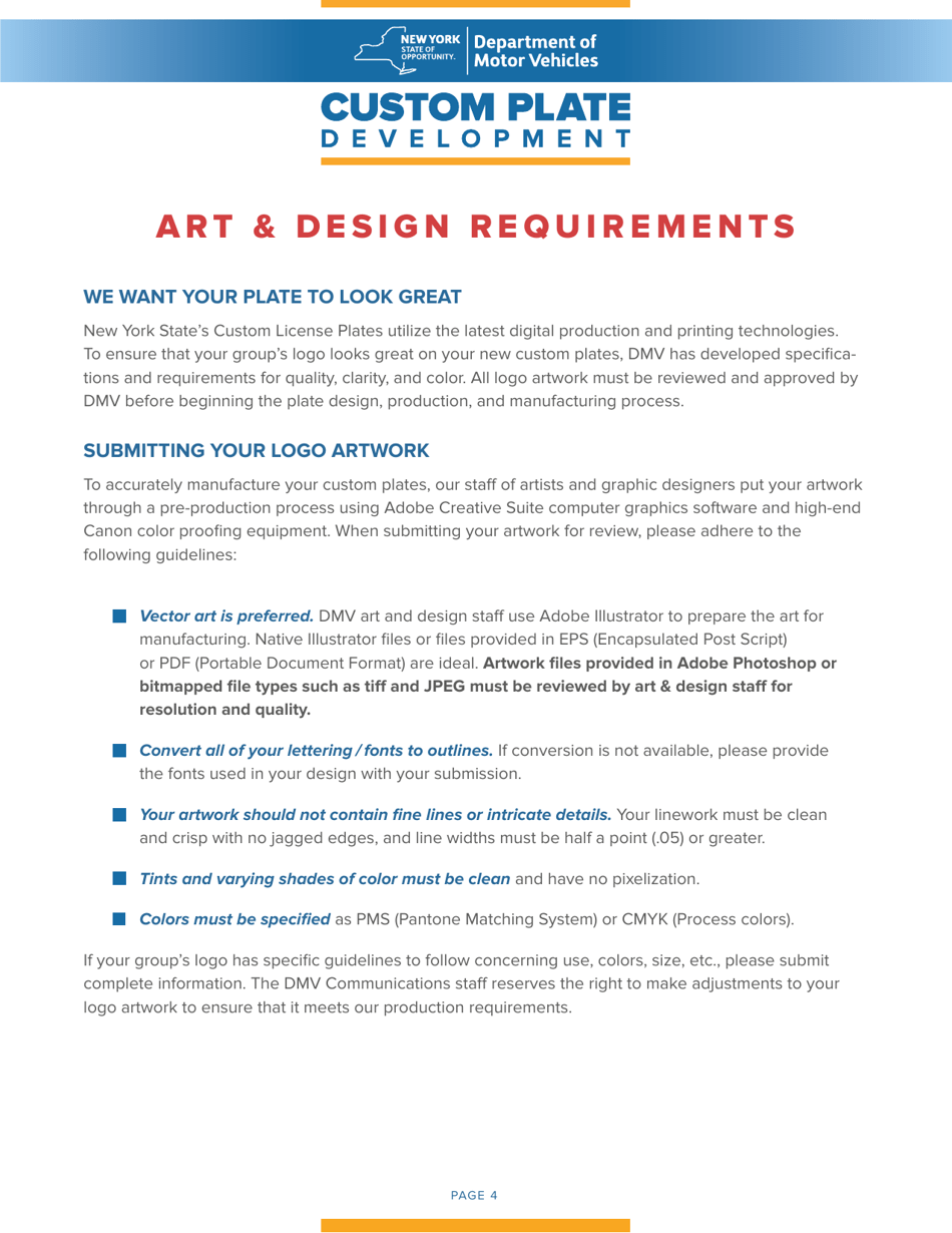 Form MV-415 Request for the Development of Custom Plates - New York, Page 6