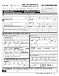 Form MV-82TON Application for Title - New York