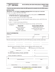 Document preview: Form VS-114I Mv-50 Retail/Mv-50w Wholesale Order Form - New York