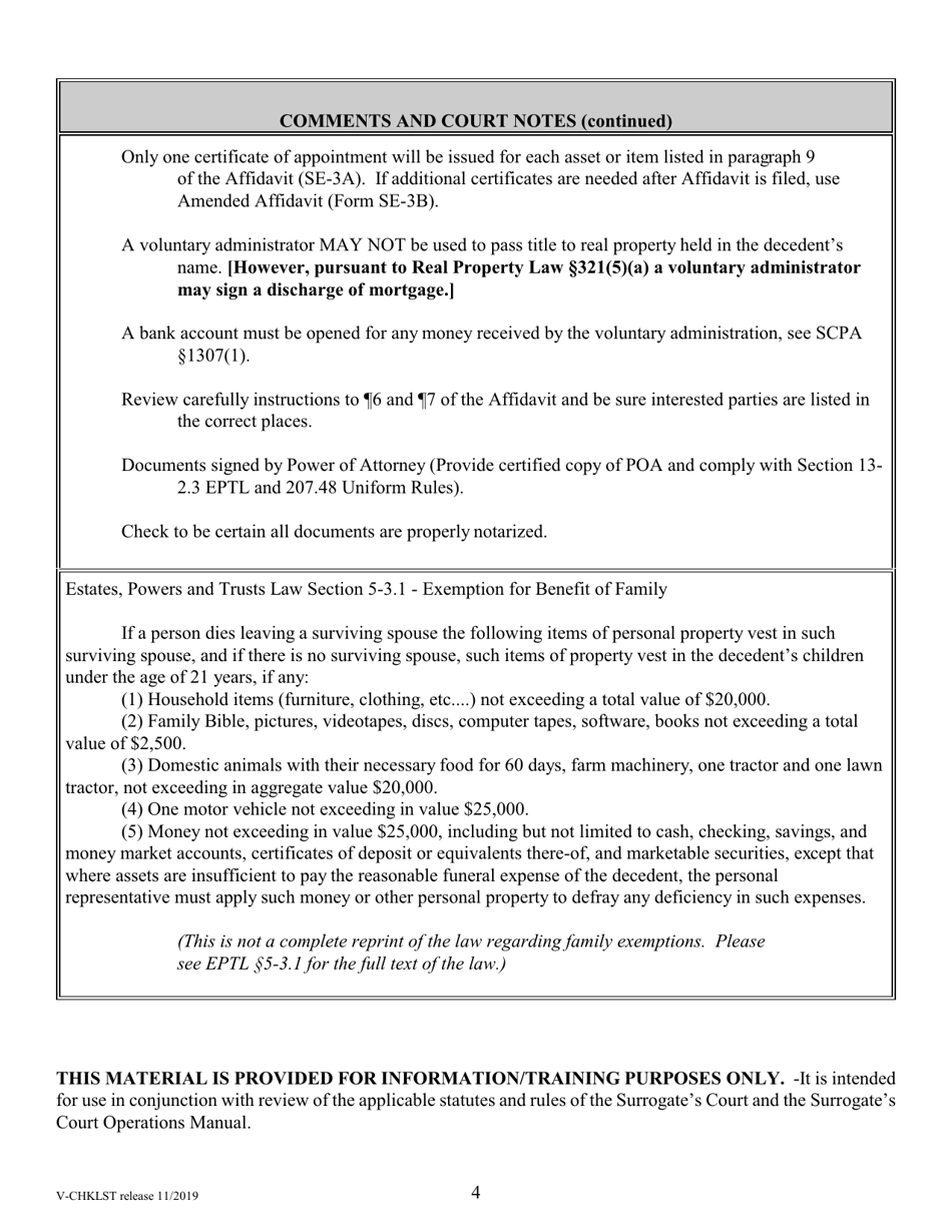 Voluntary Administration Checklist - New York, Page 4