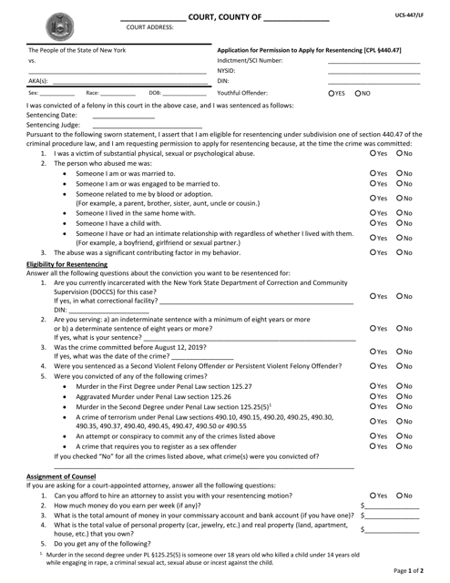 Form UCS-447/LF  Printable Pdf