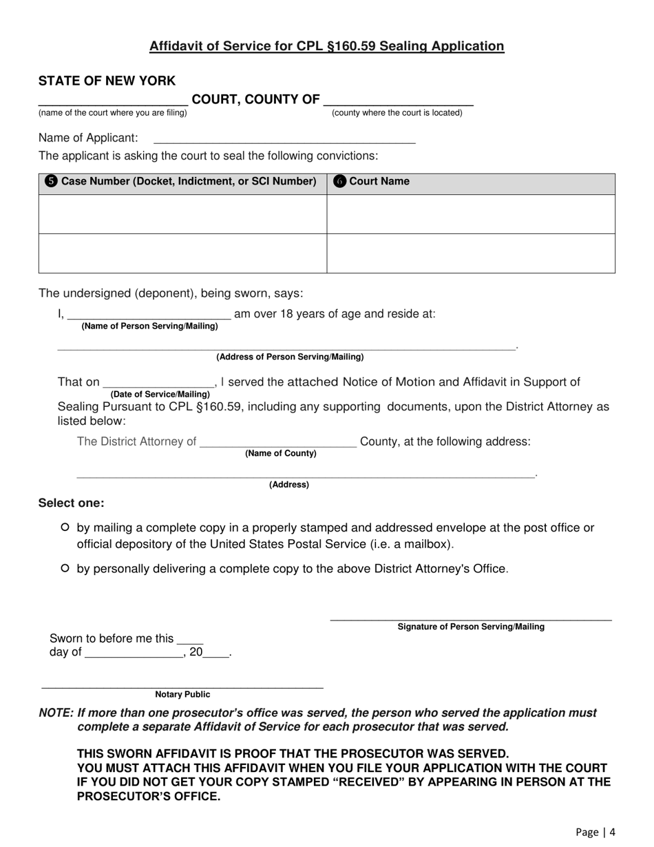 Notice of Motion and Affidavit in Support of Sealing Pursuant to Cpl 160.59 - New York, Page 12