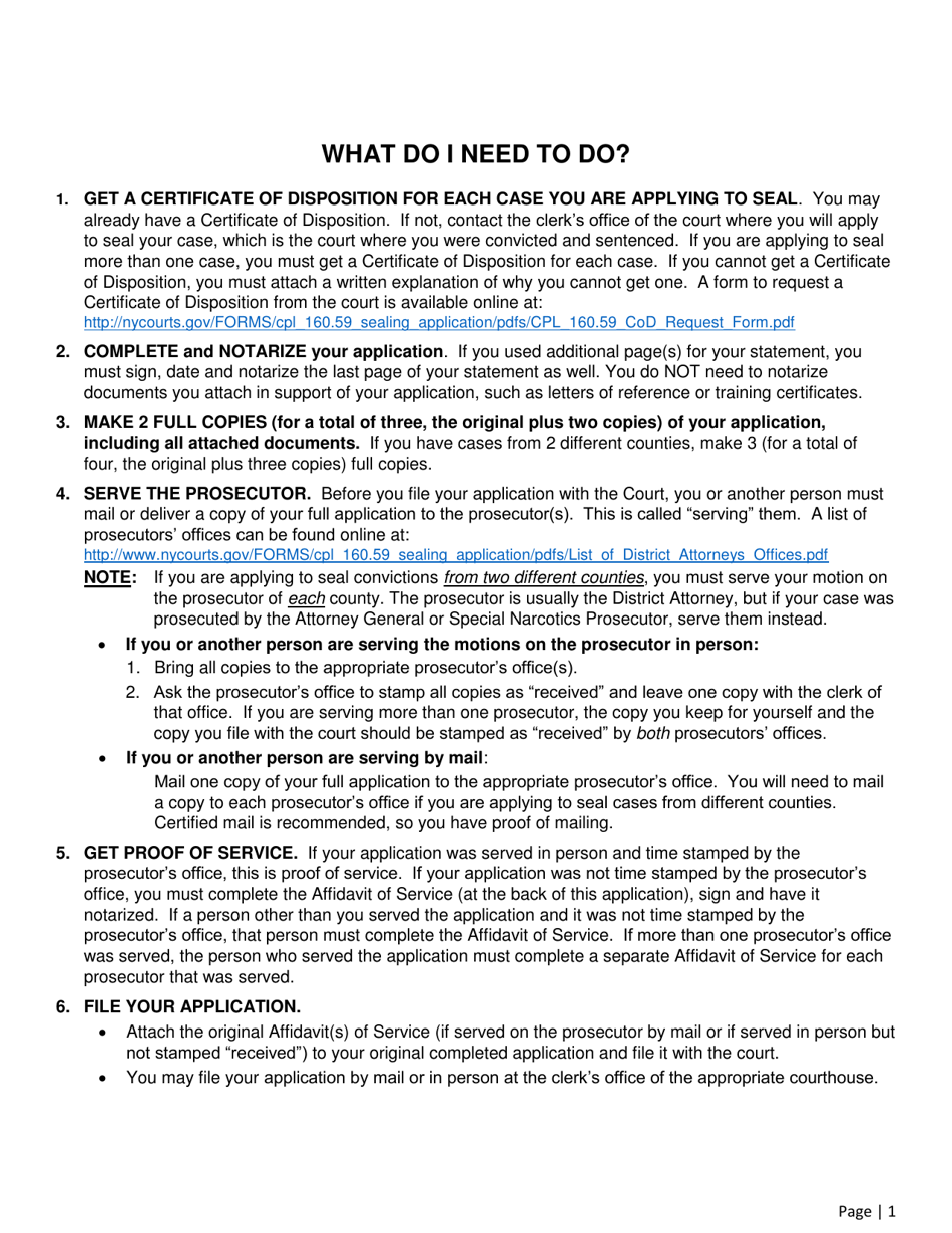 Notice of Motion and Affidavit in Support of Sealing Pursuant to Cpl 160.59 - New York, Page 3