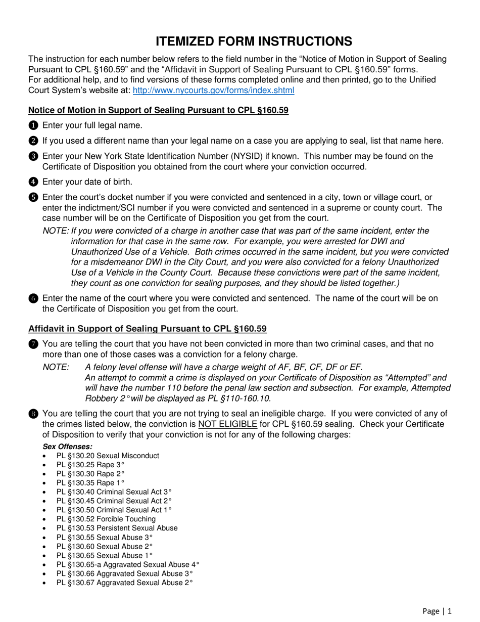Notice of Motion and Affidavit in Support of Sealing Pursuant to Cpl 160.59 - New York, Page 5