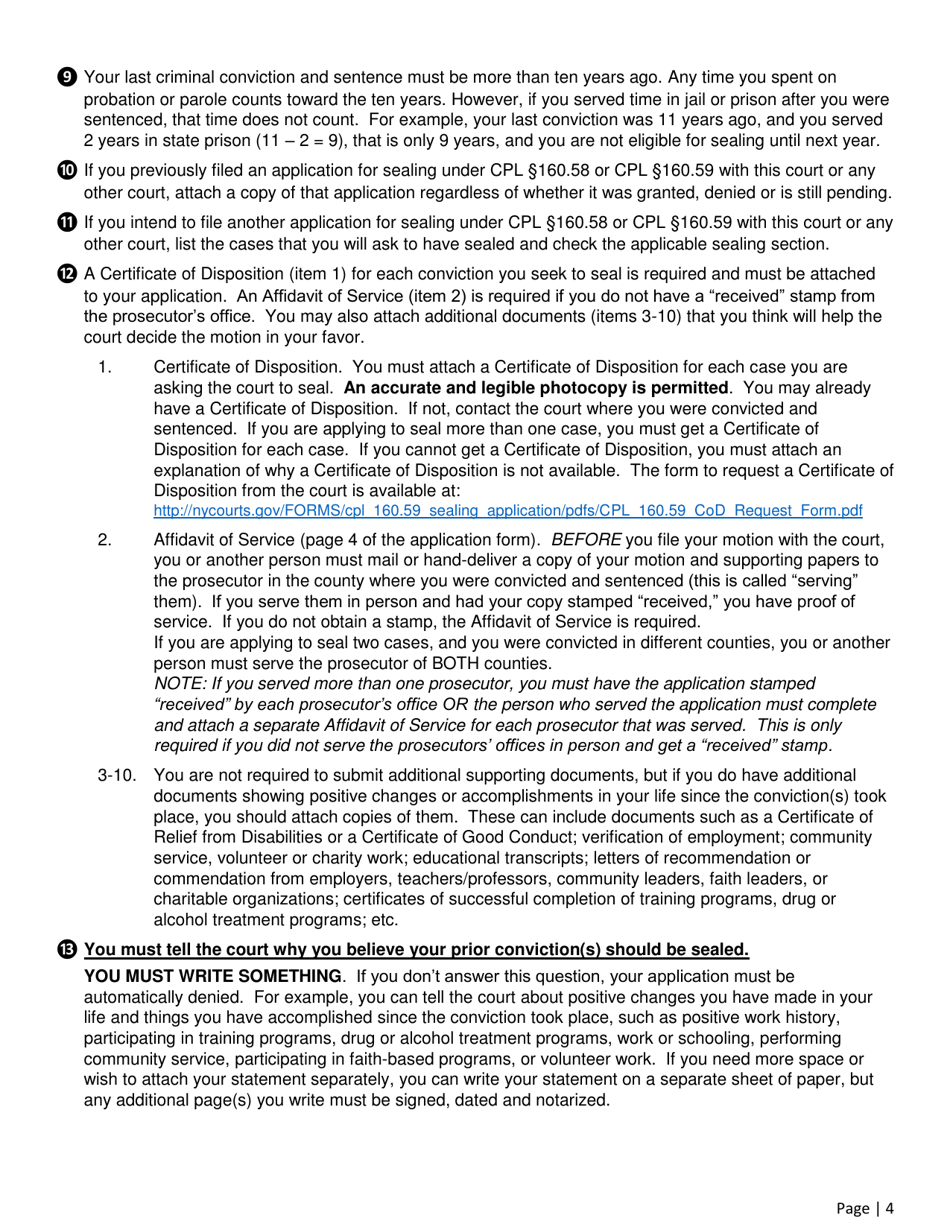 Notice of Motion and Affidavit in Support of Sealing Pursuant to Cpl 160.59 - New York, Page 8