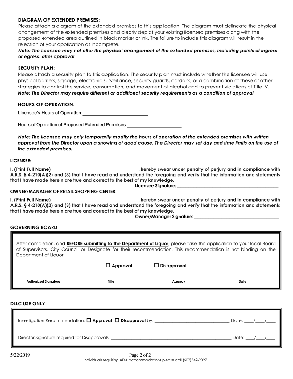 Regional Retail Shopping Center Extension of Premises / Patio Permit - Arizona, Page 2