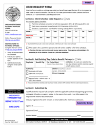 Document preview: Form OSPS.99.27 Code Request Form - Oregon