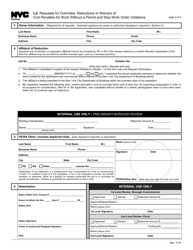 Form L2 &quot;Requests for Overrides, Reductions or Waivers of Civil Penalties for Work Without a Permit and Stop Work Order Violations&quot; - New York City, Page 2