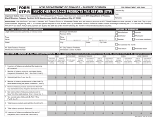 Document preview: Form OTP-R Nyc Other Tobacco Products Tax Return (Otp) - New York City