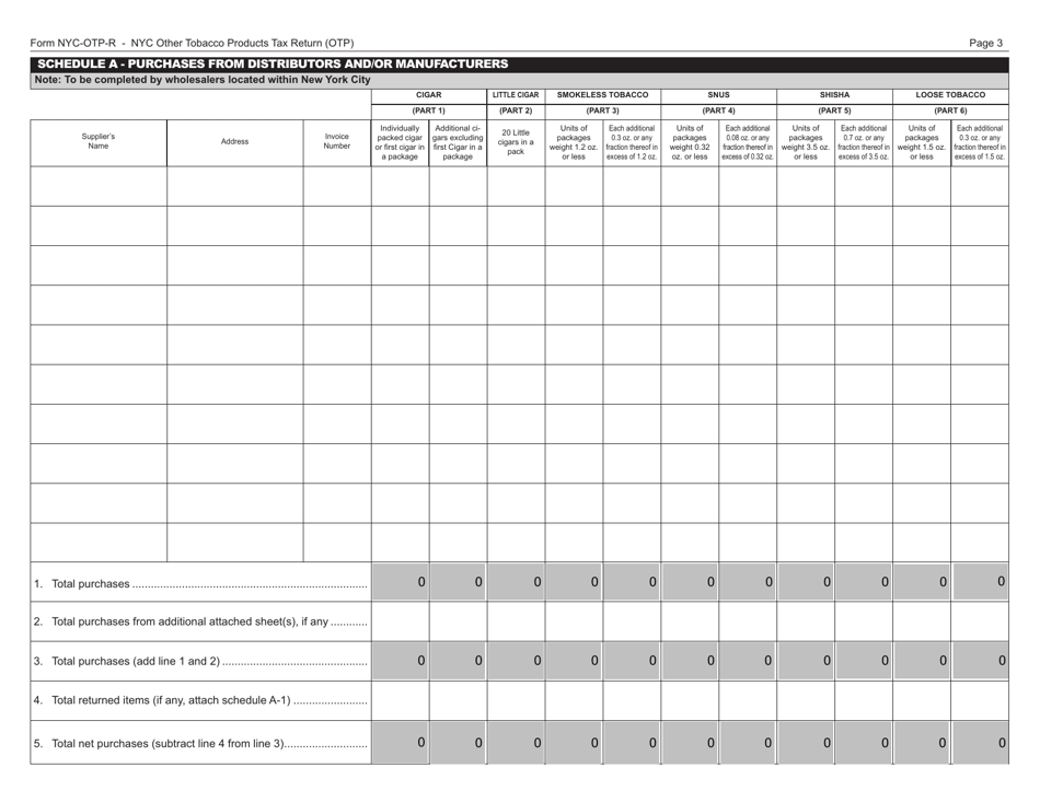 Form OTP-R Nyc Other Tobacco Products Tax Return (Otp) - New York City, Page 3