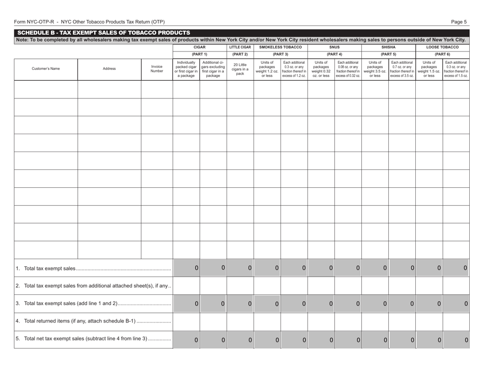Form OTP-R Nyc Other Tobacco Products Tax Return (Otp) - New York City, Page 5