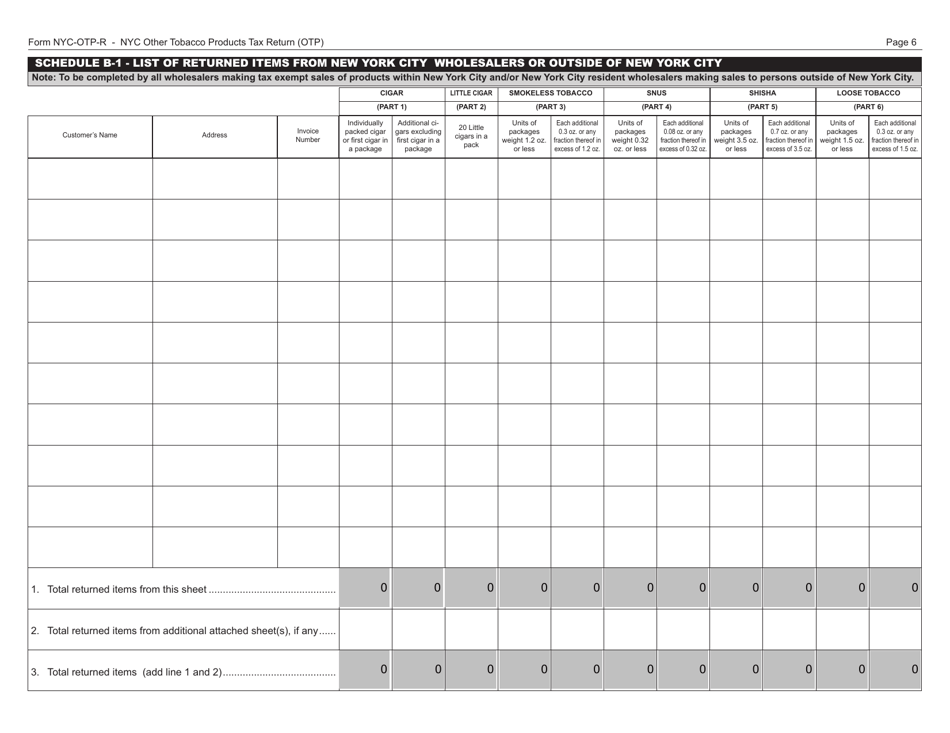 Form OTP-R Nyc Other Tobacco Products Tax Return (Otp) - New York City, Page 6