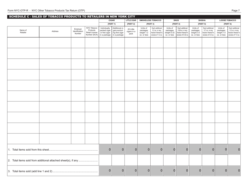 Form OTP-R Nyc Other Tobacco Products Tax Return (Otp) - New York City, Page 7