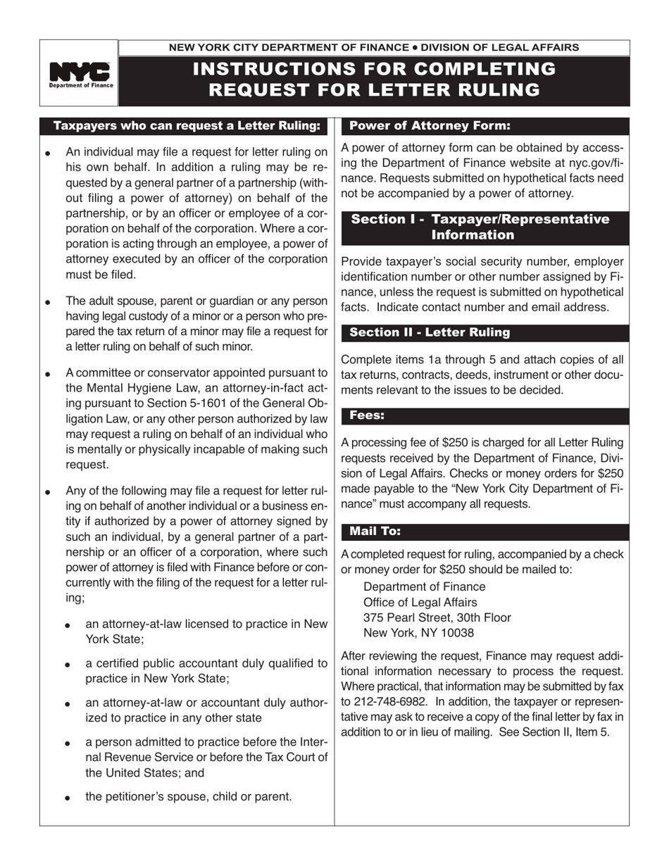 Form OLA-0509 Request for Letter Ruling - New York City, Page 3