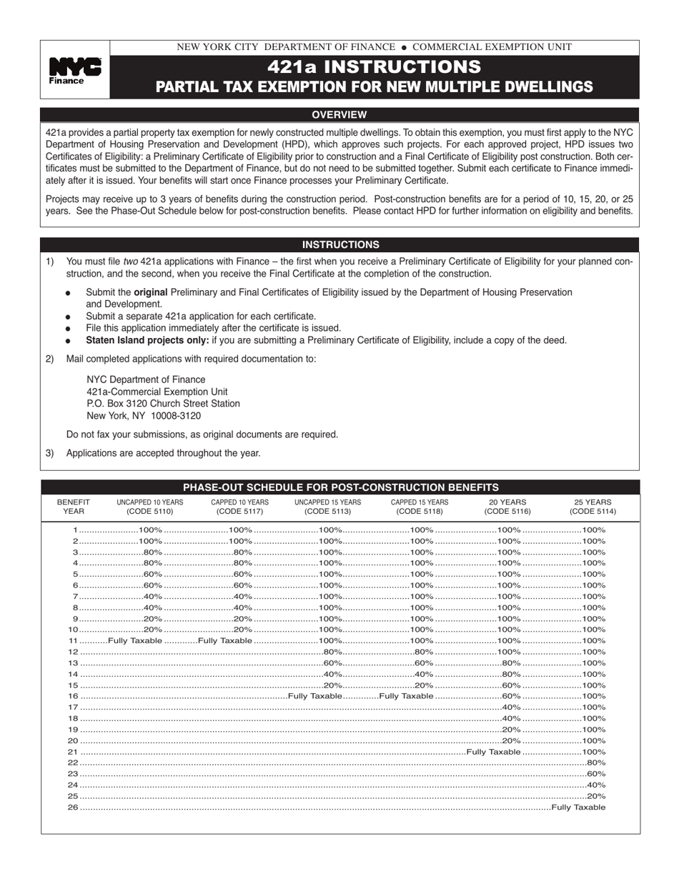 421a Partial Tax Exemption for New Multiple Dwellings Application - New York City, Page 2