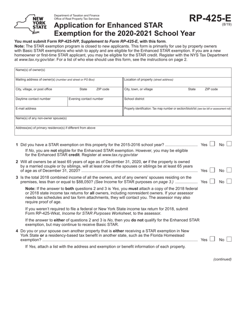Form RP-425-E 2021 Printable Pdf