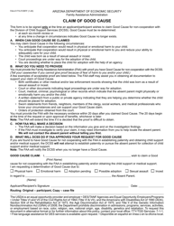 Form FAA-0177A Claim of Good Cause - Arizona (English/Spanish)