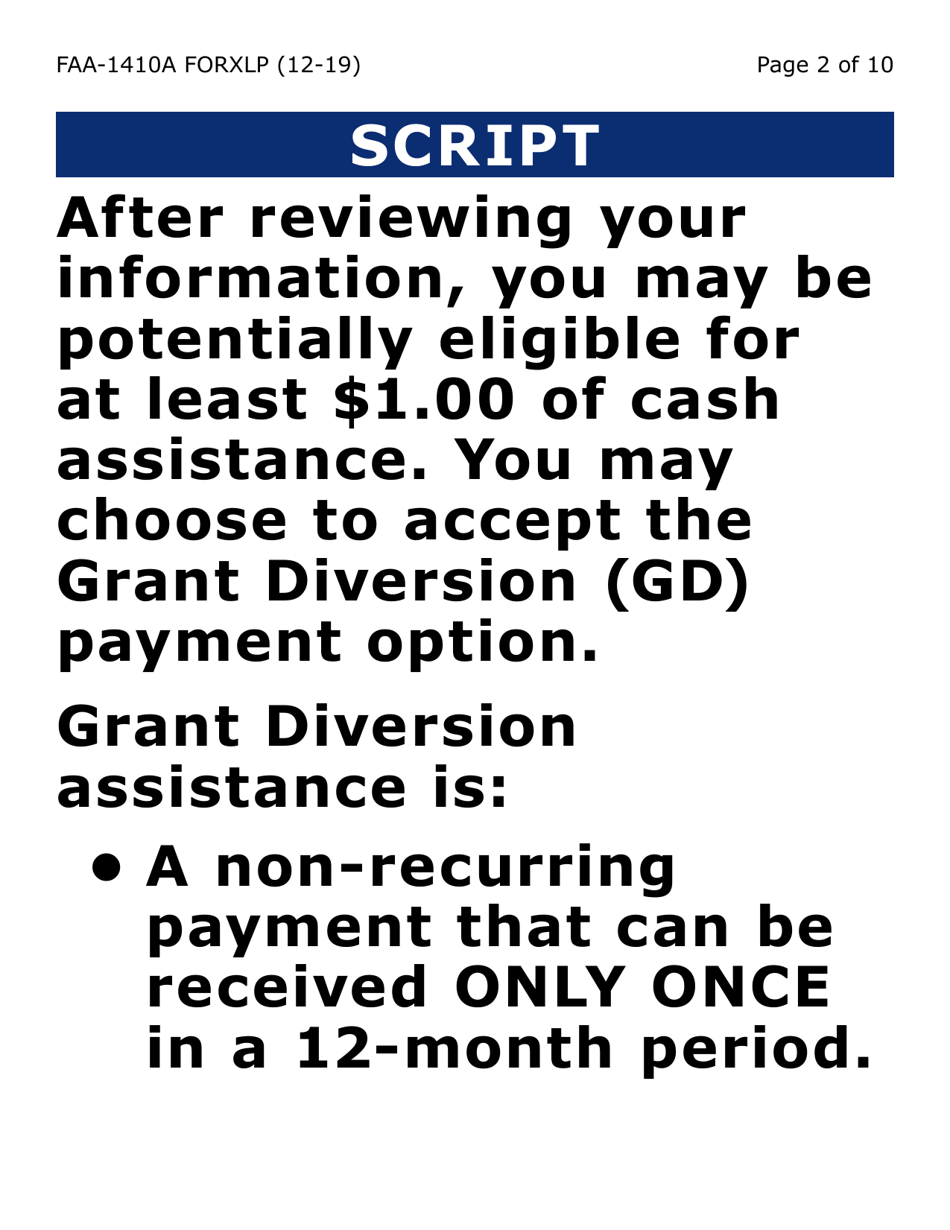 Form FAA-1410A-XLP Grant Diversion Script and Applicant Agreement (Extra Large Print) - Arizona, Page 2