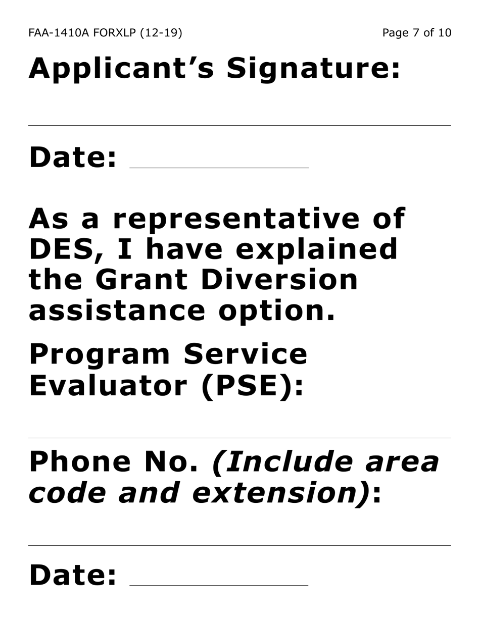 Form FAA-1410A-XLP Grant Diversion Script and Applicant Agreement (Extra Large Print) - Arizona, Page 7