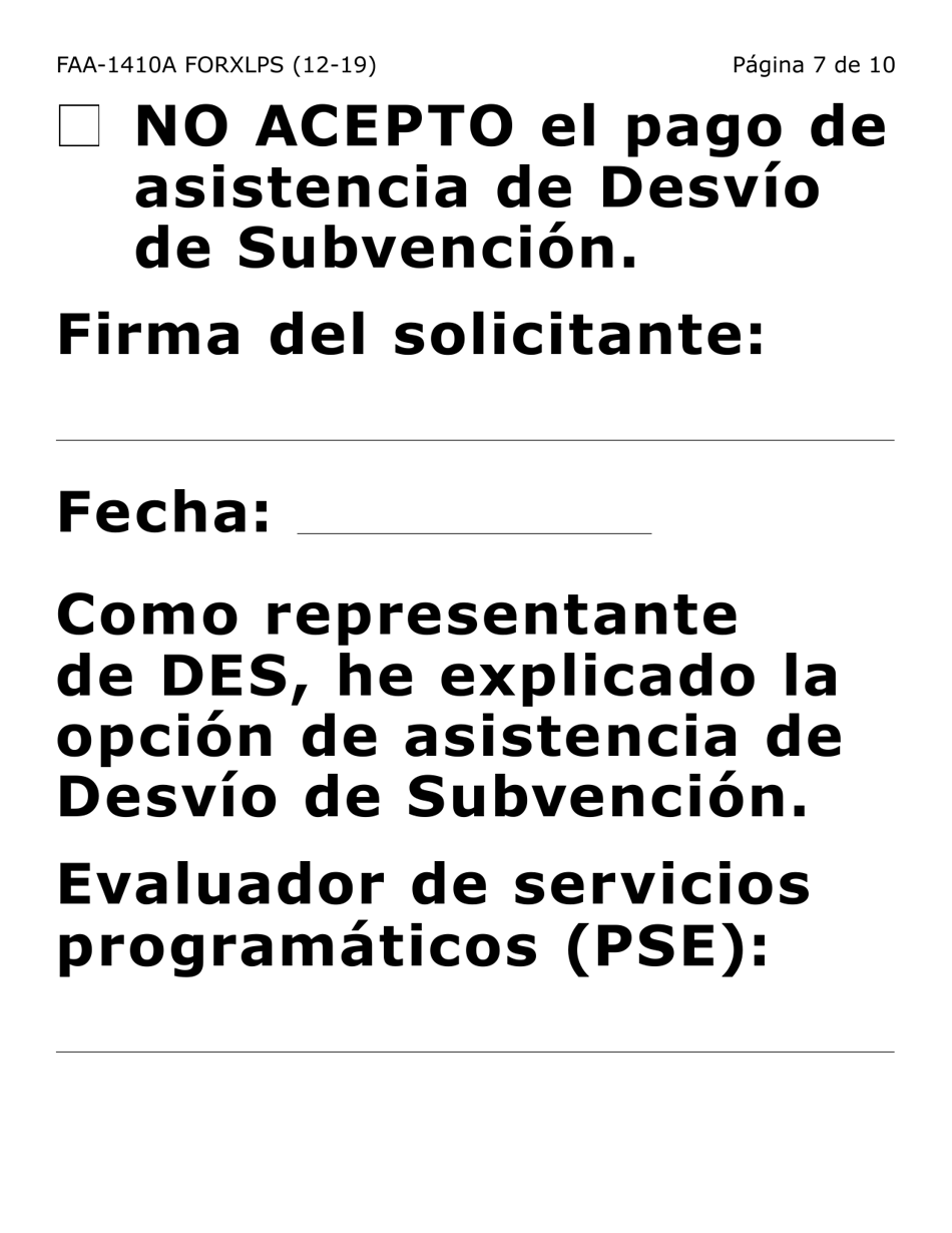 Formulario FAA-1410A-XLPS Acuerdo De Solicitante Y Guion De Desvio De Subvencion (Letra Extra Grande) - Arizona (Spanish), Page 7