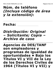 Formulario FAA-1410A-XLPS Acuerdo De Solicitante Y Guion De Desvio De Subvencion (Letra Extra Grande) - Arizona (Spanish), Page 8