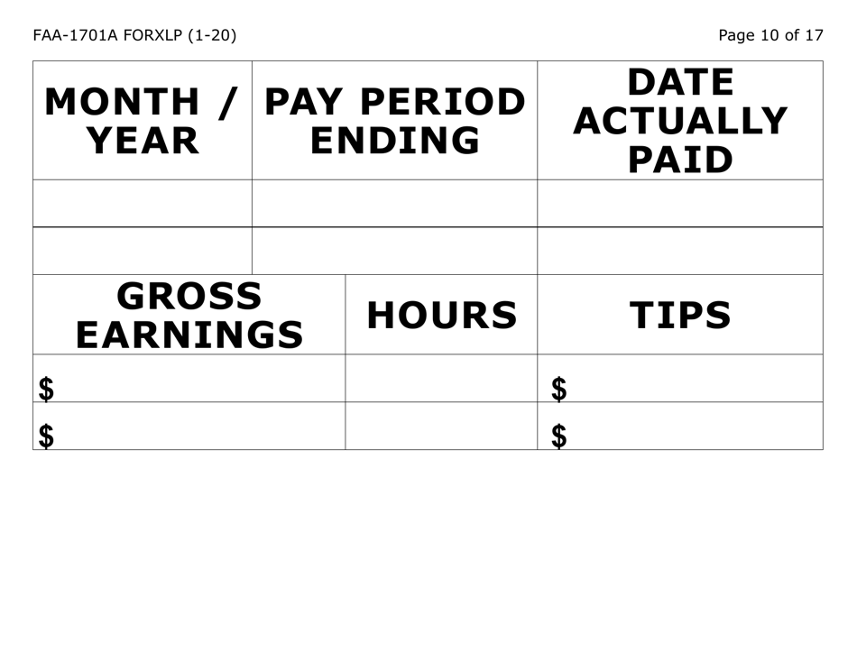 Form FAA-1701A-XLP Verification of Terminated Employment (Extra Large Print) - Arizona (English / Spanish), Page 10