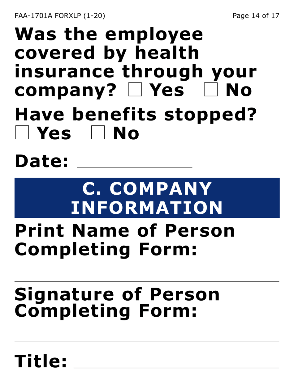 Form FAA-1701A-XLP Verification of Terminated Employment (Extra Large Print) - Arizona (English / Spanish), Page 14