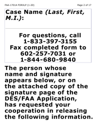 Form FAA-1701A-XLP Verification of Terminated Employment (Extra Large Print) - Arizona (English/Spanish), Page 2