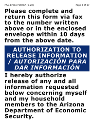 Form FAA-1701A-XLP Verification of Terminated Employment (Extra Large Print) - Arizona (English/Spanish), Page 3