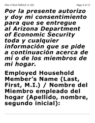 Form FAA-1701A-XLP Verification of Terminated Employment (Extra Large Print) - Arizona (English/Spanish), Page 4