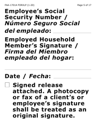 Form FAA-1701A-XLP Verification of Terminated Employment (Extra Large Print) - Arizona (English/Spanish), Page 5