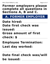Form FAA-1701A-XLP Verification of Terminated Employment (Extra Large Print) - Arizona (English/Spanish), Page 6