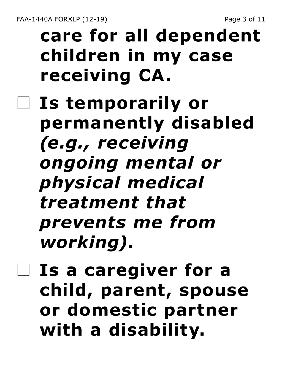 Form FAA-1440A-XLP Cash Assistance Benefit Limit Extension Request (Extra Large Print) - Arizona, Page 3