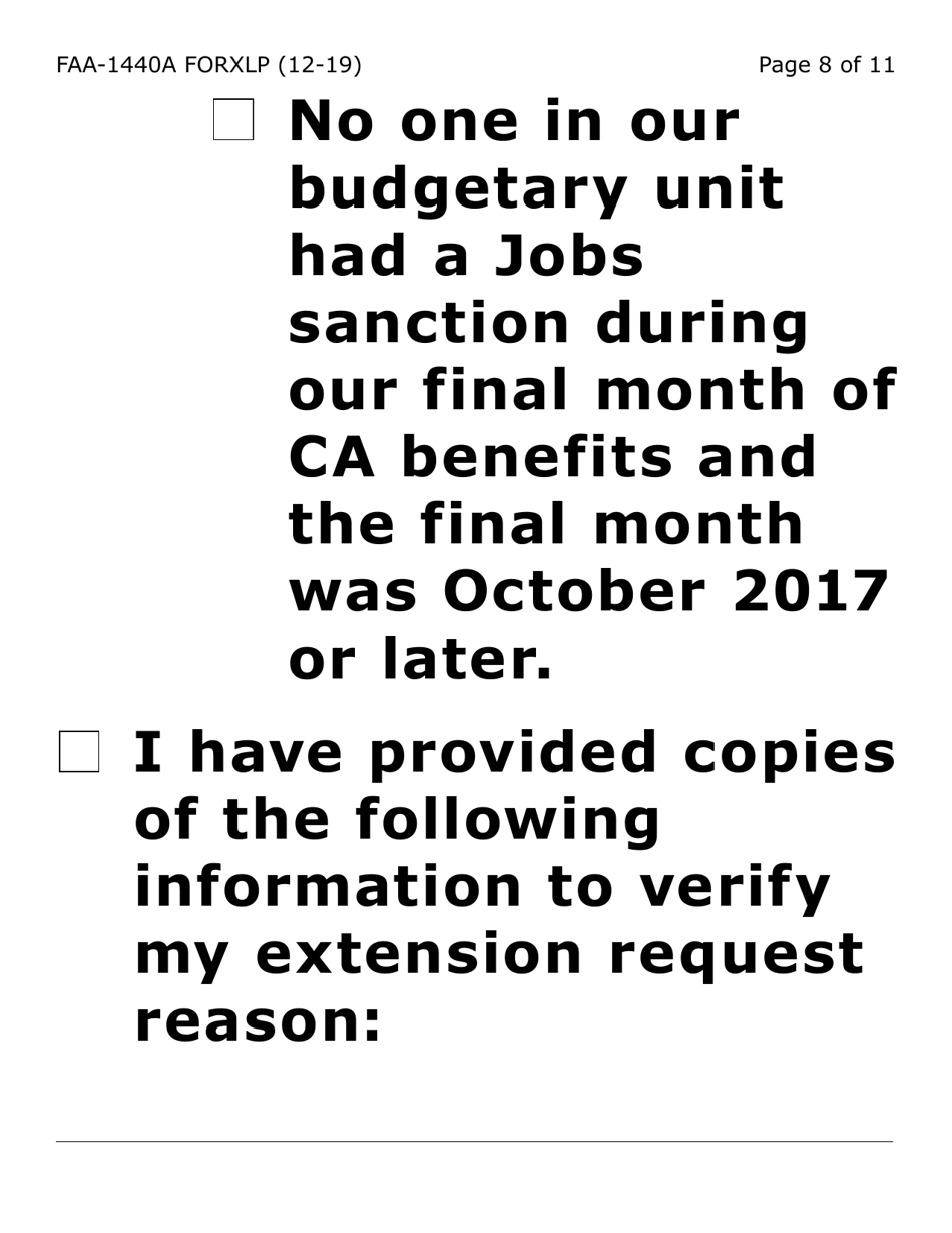 Form FAA-1440A-XLP Cash Assistance Benefit Limit Extension Request (Extra Large Print) - Arizona, Page 8