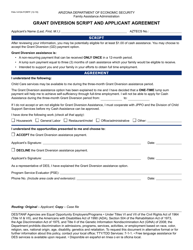 Document preview: Form FAA-1410A Grant Diversion Script and Applicant Agreement - Arizona