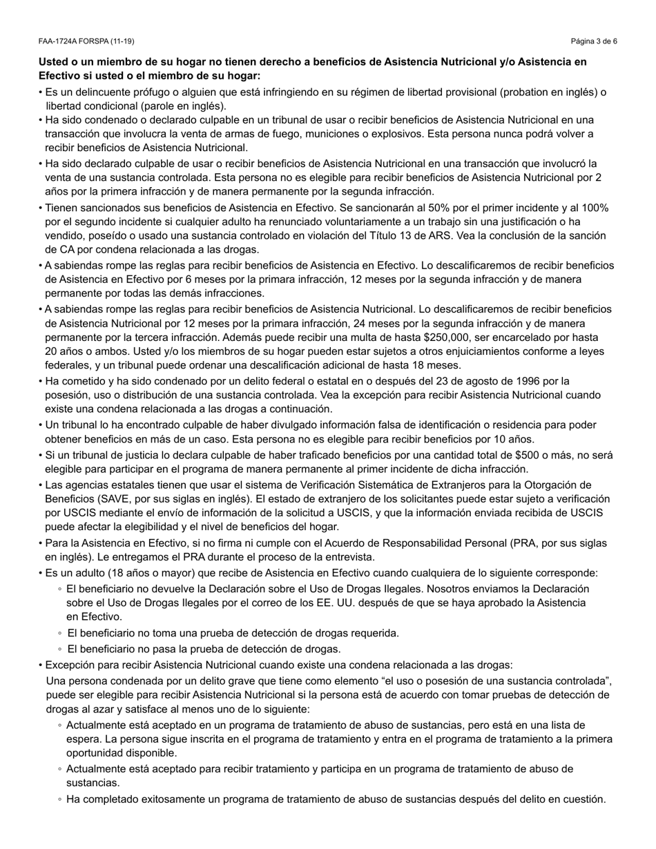 Formulario FAA-1724A-S Paginas De Firma De La Solicitud - Arizona (Spanish), Page 3