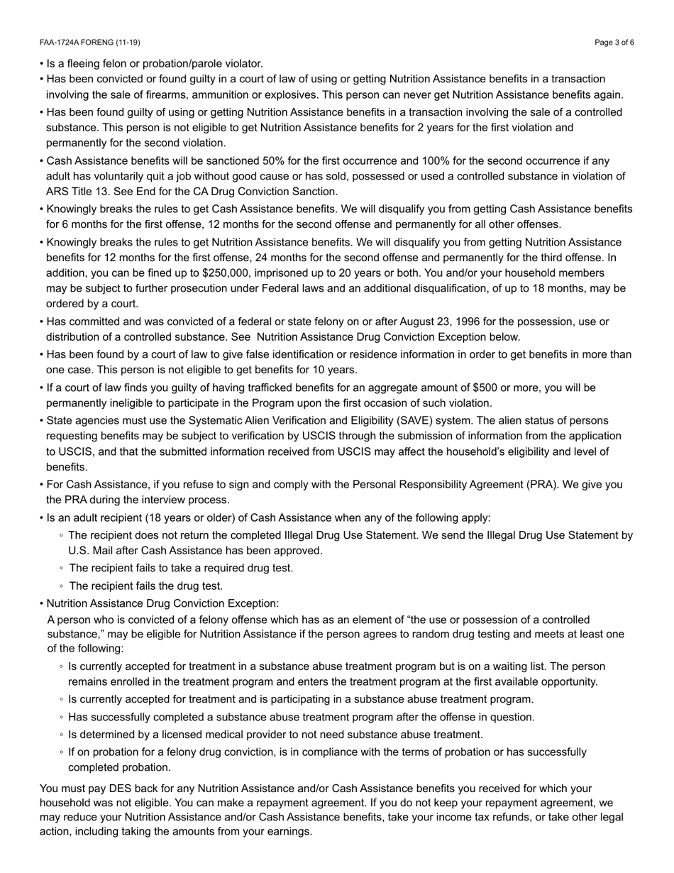 Form FAA-1724A Application Signature Pages - Arizona, Page 3