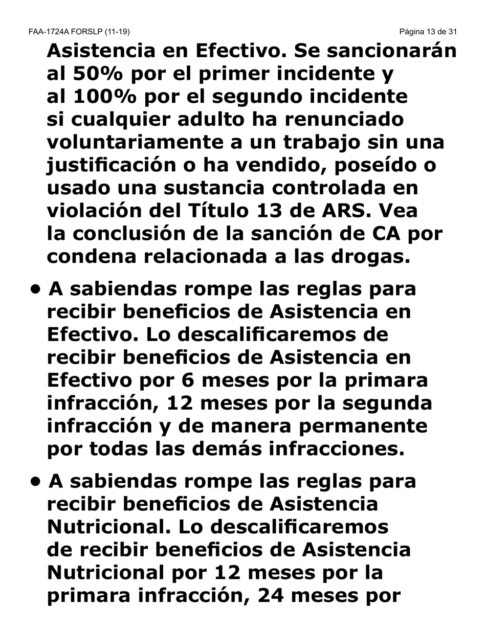 Formulario FAA-1724A-SLP Paginas De Firma De La Solicitud (Letra Grande) - Arizona (Spanish), Page 13