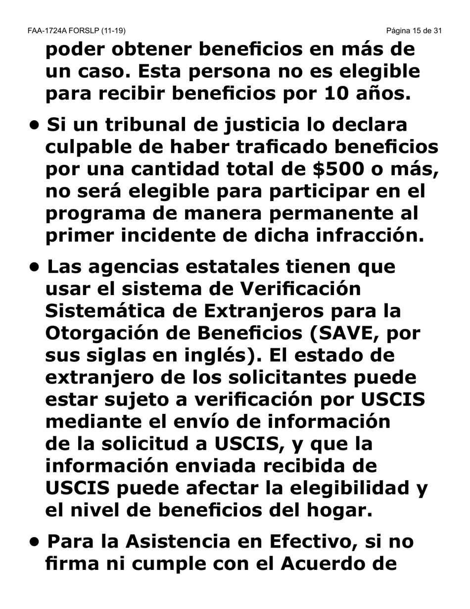 Formulario FAA-1724A-SLP Paginas De Firma De La Solicitud (Letra Grande) - Arizona (Spanish), Page 15