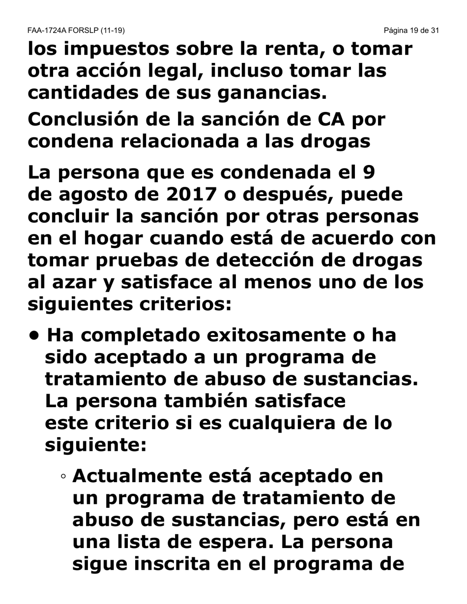 Formulario FAA-1724A-SLP Paginas De Firma De La Solicitud (Letra Grande) - Arizona (Spanish), Page 19