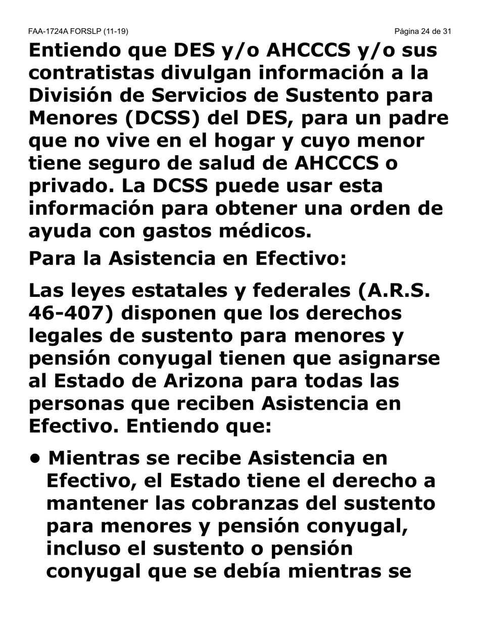 Formulario FAA-1724A-SLP Paginas De Firma De La Solicitud (Letra Grande) - Arizona (Spanish), Page 24