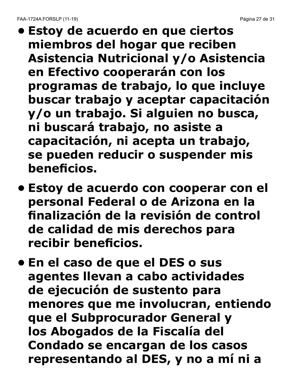 Formulario FAA-1724A-SLP Paginas De Firma De La Solicitud (Letra Grande) - Arizona (Spanish), Page 27
