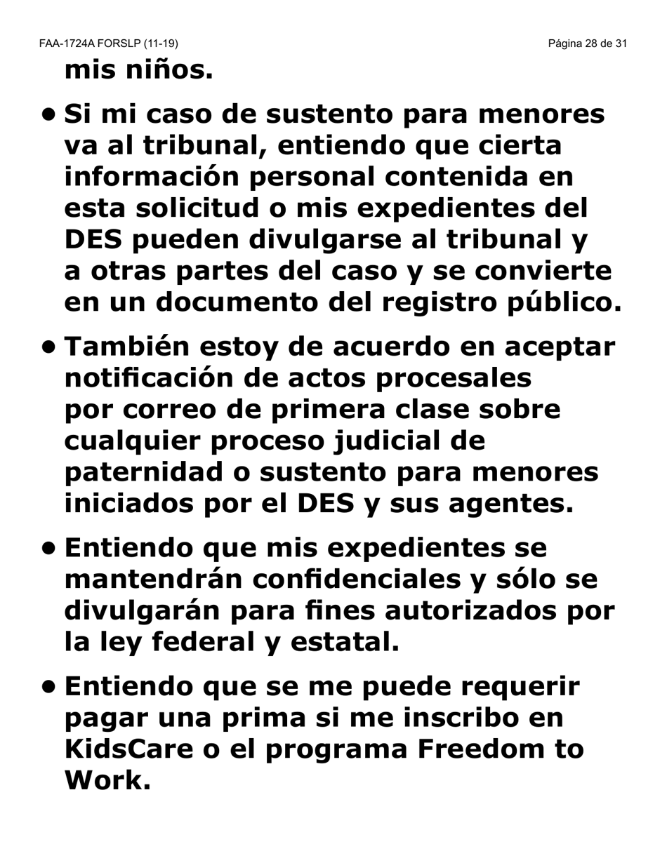 Formulario FAA-1724A-SLP Paginas De Firma De La Solicitud (Letra Grande) - Arizona (Spanish), Page 28