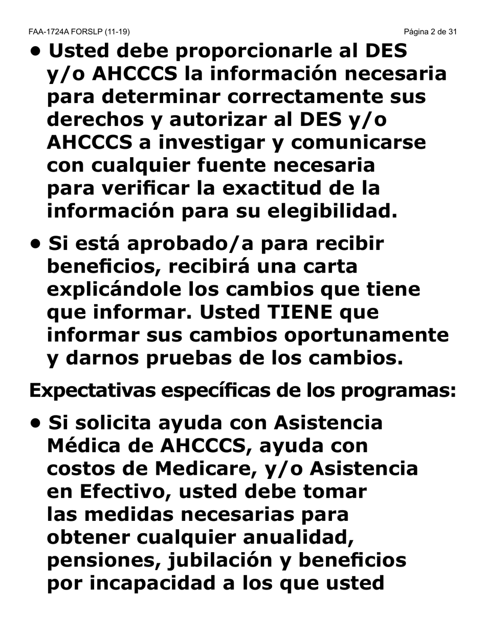 Formulario FAA-1724A-SLP Paginas De Firma De La Solicitud (Letra Grande) - Arizona (Spanish), Page 2