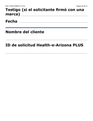Formulario FAA-1724A-SLP Paginas De Firma De La Solicitud (Letra Grande) - Arizona (Spanish), Page 30