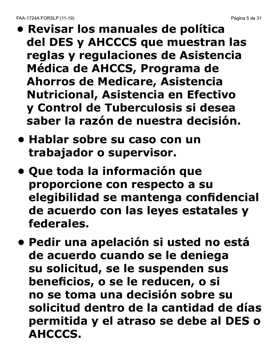Formulario FAA-1724A-SLP Paginas De Firma De La Solicitud (Letra Grande) - Arizona (Spanish), Page 5