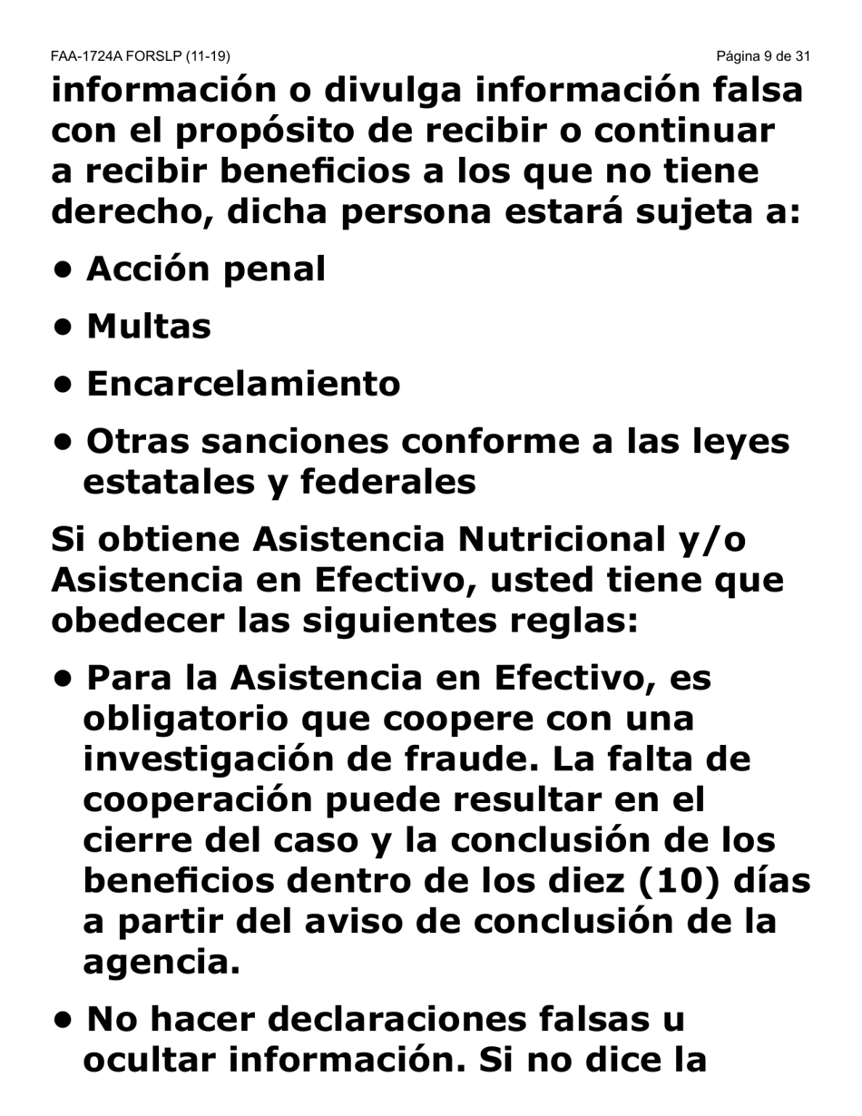 Formulario FAA-1724A-SLP Paginas De Firma De La Solicitud (Letra Grande) - Arizona (Spanish), Page 9