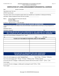 Form FAA-0065A Verification of Living Arrangements/Residential Address - Arizona