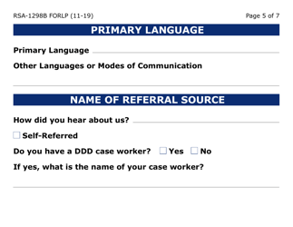 Form RSA-1298B-LP Blind/Visually Impaired Deaf/Hard of Hearing Summer Youth Program Referral (Large Print) - Arizona, Page 5