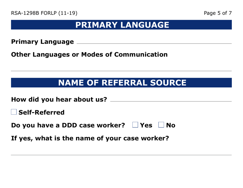 Form RSA-1298B-LP Blind / Visually Impaired Deaf / Hard of Hearing Summer Youth Program Referral (Large Print) - Arizona, Page 5